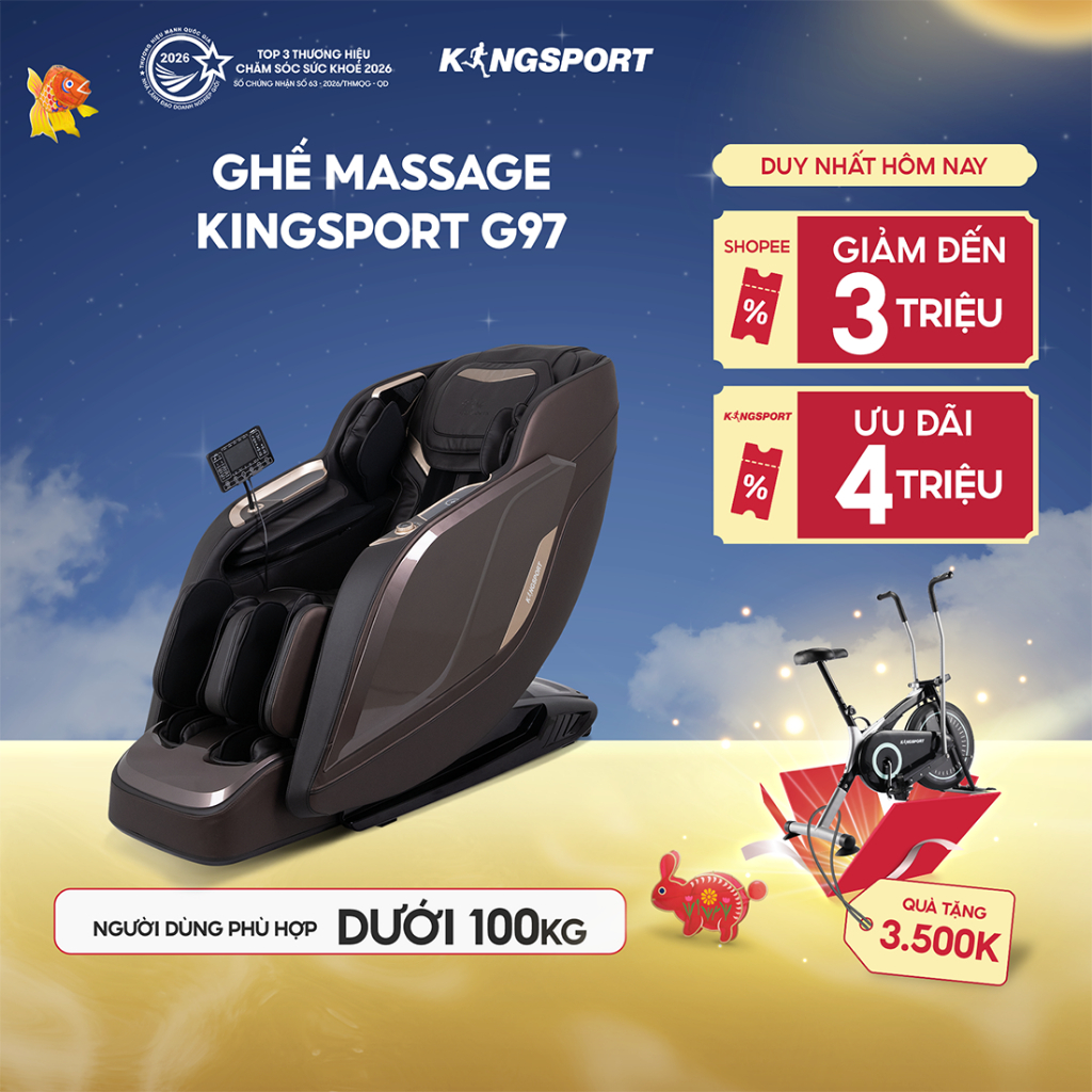 CHỈ GIAO MIỀN BẮC | Ghế massage toàn thân cao cấp KINGSPORT DELUXE G97 chế độ massage 3D Ultra, 10 b