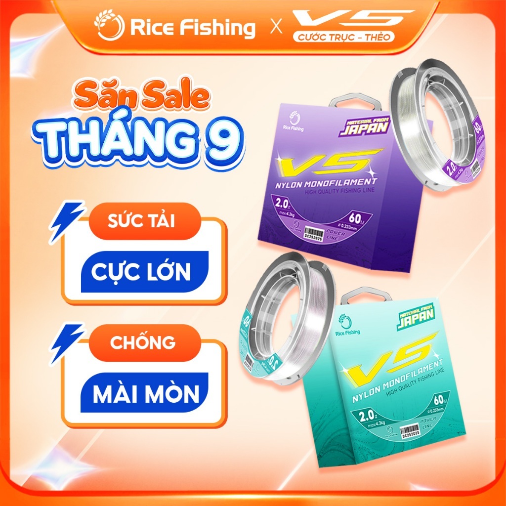 Cuộn 60m dây câu cá cước trục, cước thẻo V5 Rice Fishing câu cá tổng hợp DC-25