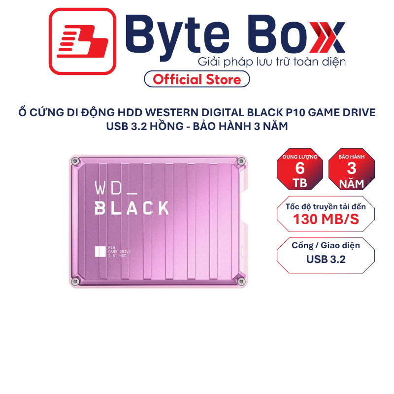 Ổ cứng di động HDD Western Digital Black P10 Game Drive USB 3.2 2TB/4TB/6TB Hồng - Bảo hành 3 năm