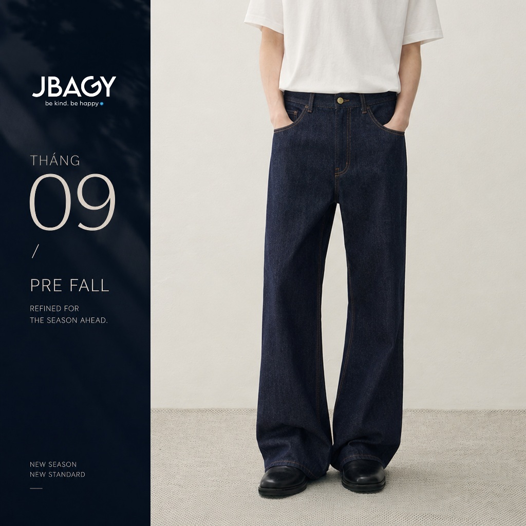Quần jean nam Bootcut ống loe nhẹ Raw Denim JBAGY - JJ2602
