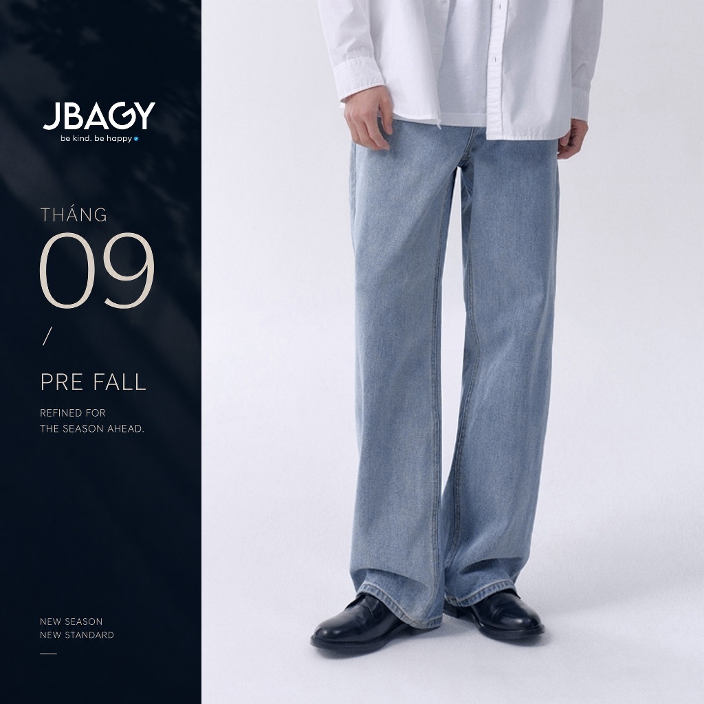 Quần jean nam ống rộng JBAGY dáng suông cạp chun - JJ0107