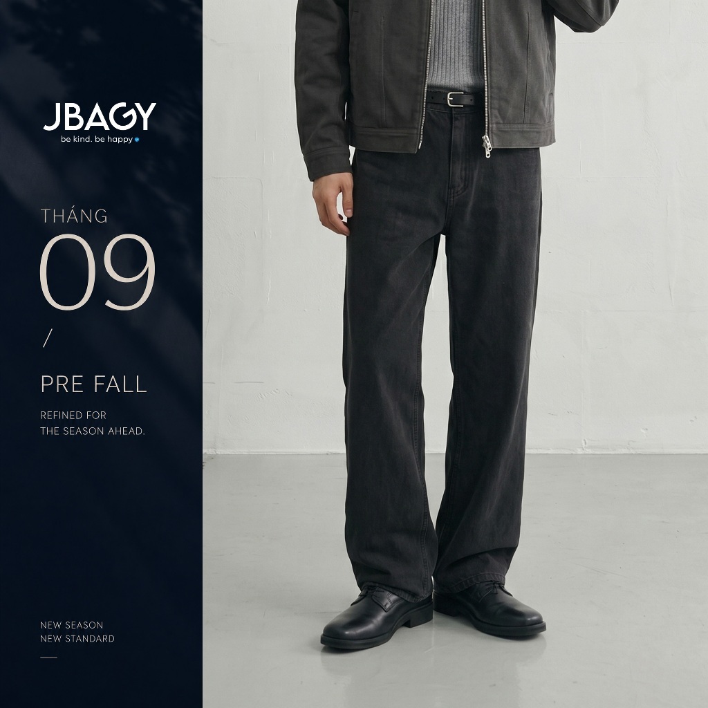 Quần Jean nam ống suông đứng JBAGY Straight Fit Jean Denim Cotton cao cấp - JJ0101
