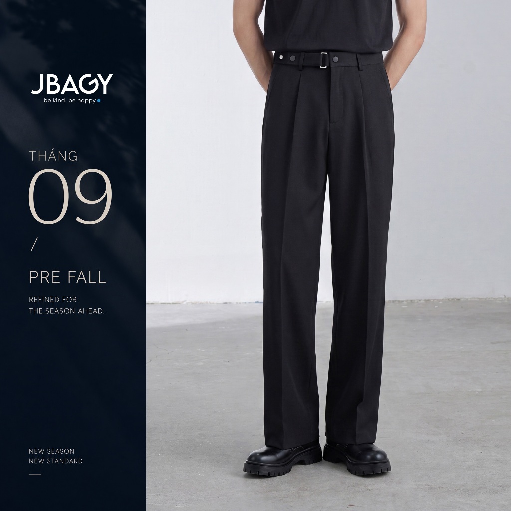 Quần tây nam ống rộng JBAGY đai cúc bấm - JA0106