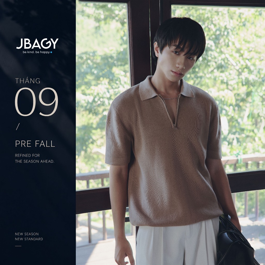 Áo polo nam dệt kim cổ zip cao cấp form rộng JBAGY Half Zip Knit Polo - JP2601