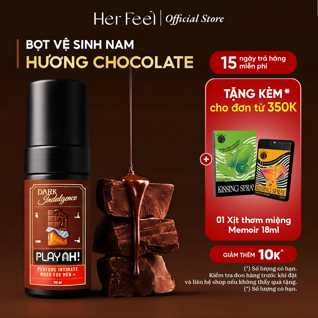 Bọt Dung Dịch Vệ Sinh Nam PlayAh Dark Indulgence hương Chocolate 100ml  tạo bọt