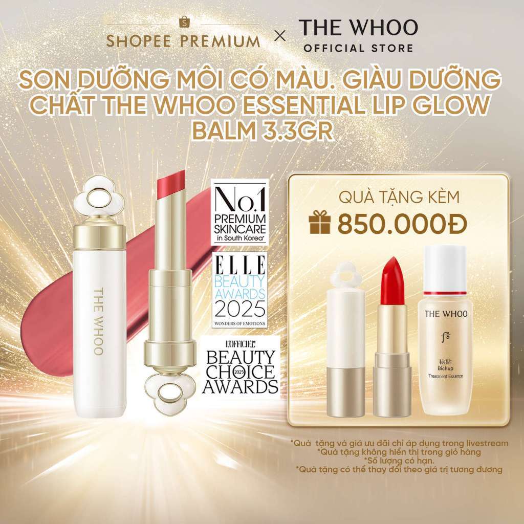 [Hannah Olala Daily x Whoo] Son dưỡng môi có màu, giàu dưỡng chất The Whoo Essential Lip Glow Balm 3.3gr
