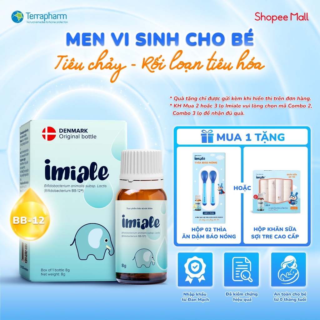 IMIALE bổ sung lợi khuẩn cho trẻ rối loạn tiêu hóa, tiêu chảy, phân sống