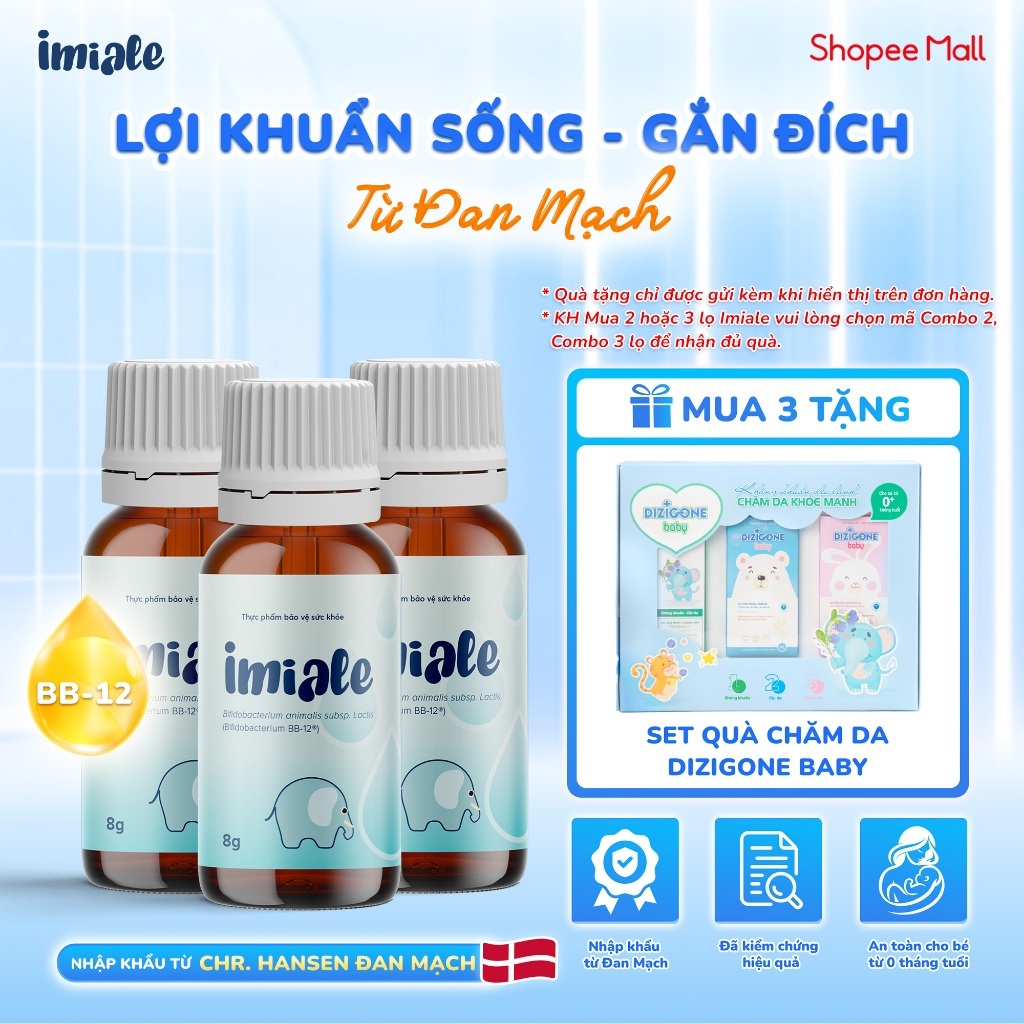 [COMBO] 3 Lọ IMIALE bổ sung lợi khuẩn BB-12, hỗ trợ cải thiện hệ vi sinh đường ruột, giúp tăng cường
