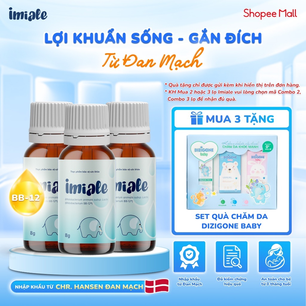 [COMBO] 3 Lọ IMIALE nhập khẩu Đan Mạch bổ sung lợi khuẩn BB-12 giúp tăng cường tiêu hóa