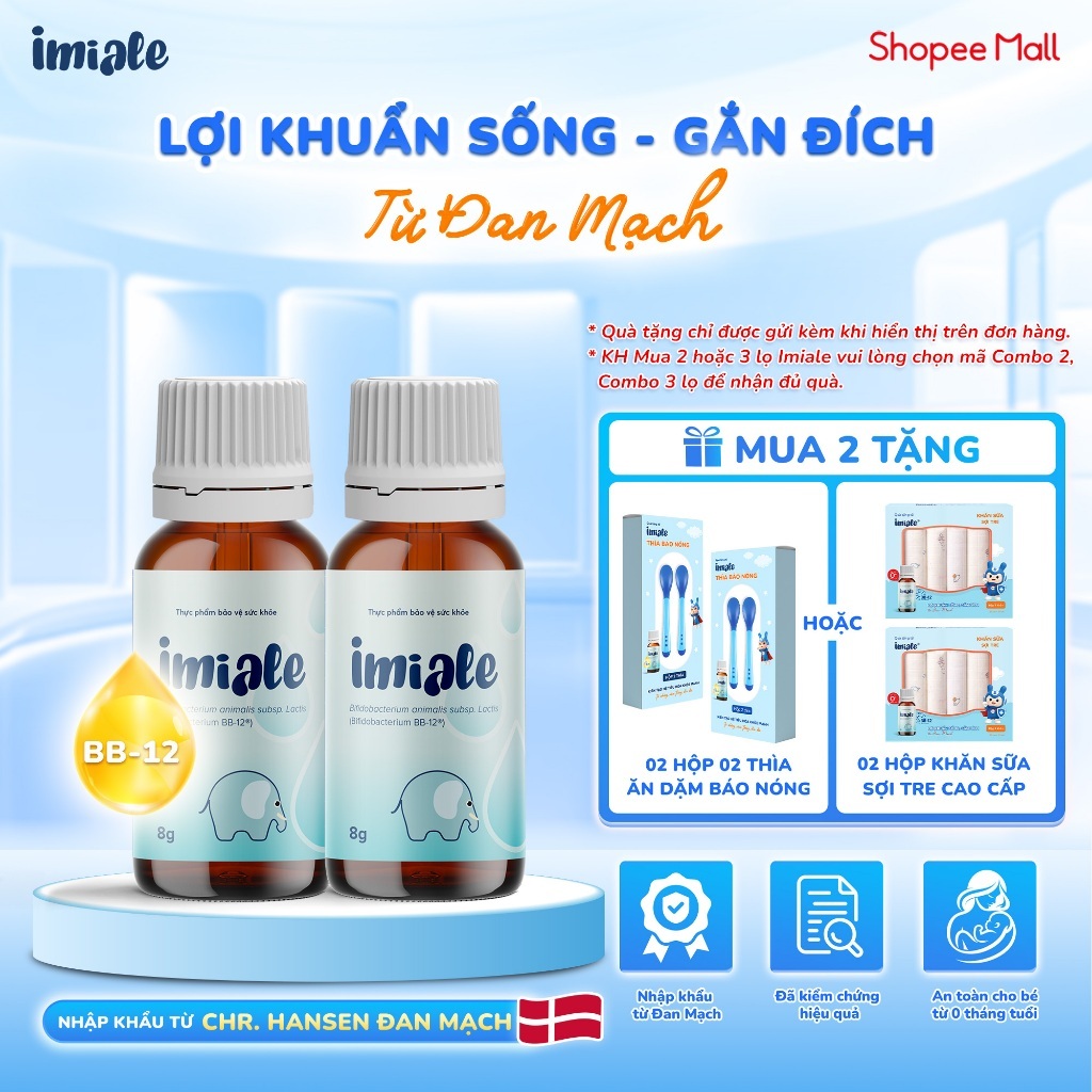 [COMBO] 2 lọ IMIALE bổ sung lợi khuẩn BB-12, hỗ trợ cải thiện hệ vi sinh đường ruột, giúp tăng cường