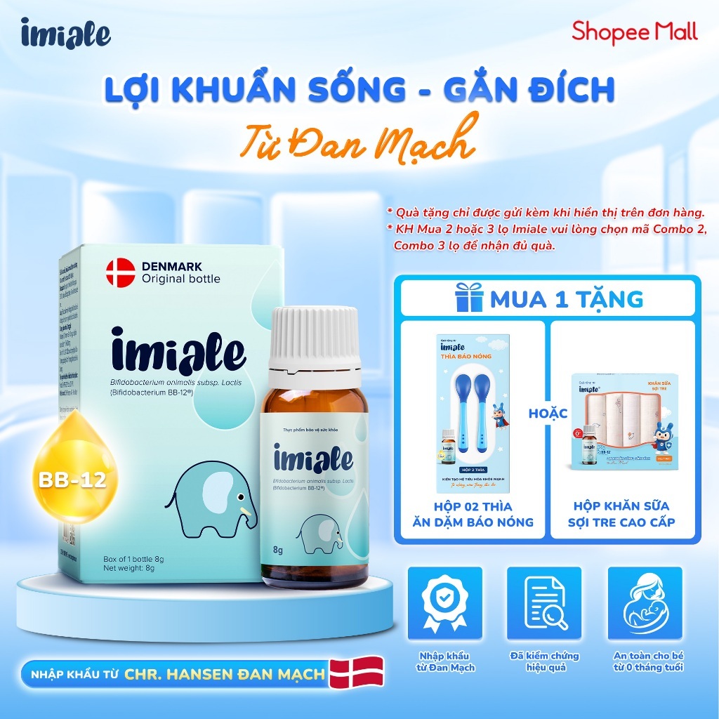 IMIALE nhập khẩu Đan Mạch bổ sung lợi khuẩn BB-12 giúp tăng cường tiêu hóa