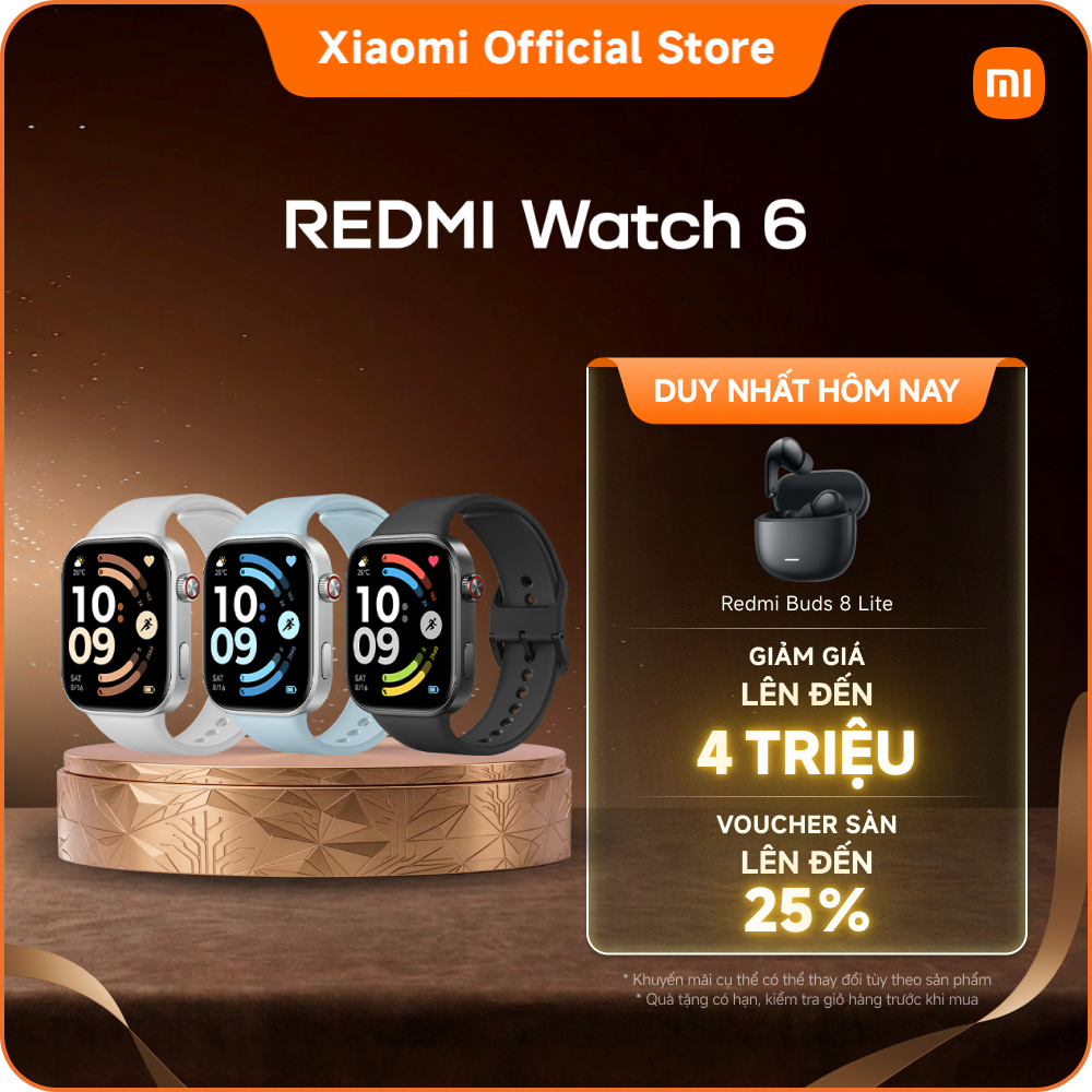 Xiaomi Đồng hồ thông minh Redmi Watch 6 | Màn AMOLED 2.07" | Đàm thoại qua bluetooth | Pin lớn 550 m