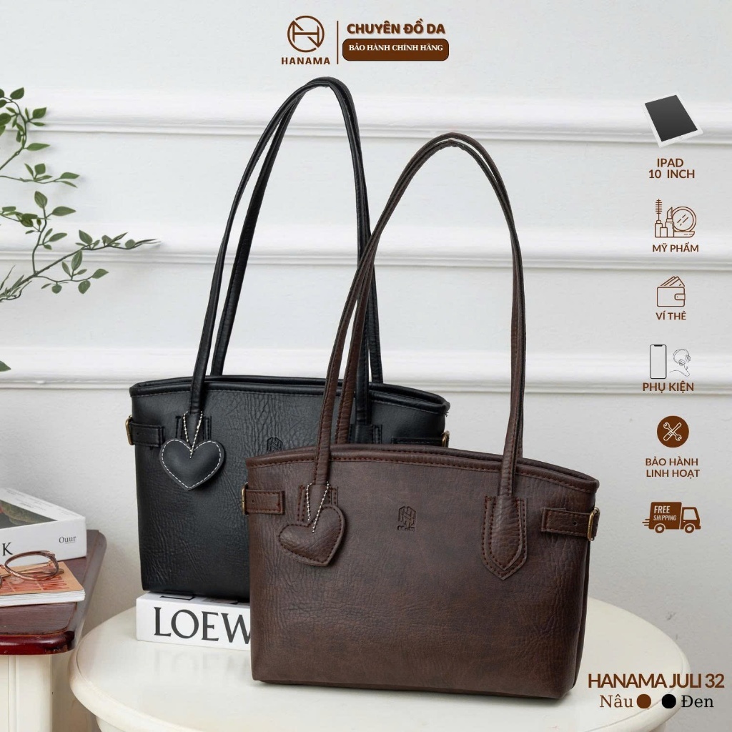 [MỞ BÁN_HANAMA]_TẶNG CHARM TIM Túi Đeo Vai Hanama JULI 32 Vintage Túi Xách Nữ Da PU Cao Cấp Dễ Phối Đồ