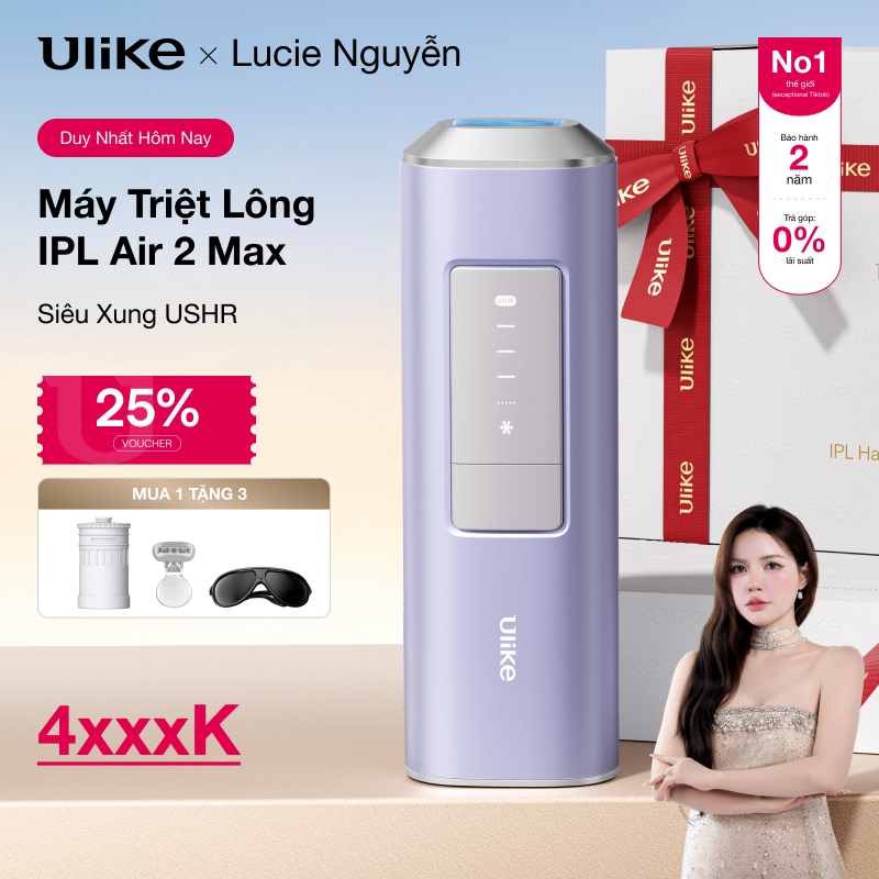 (Lucie Nguyễn) Máy Triệt Lông Ulike Air 2 Max Tím Aurora-Công Nghệ IPL triệt lạnh bằng đá Sapphire &
