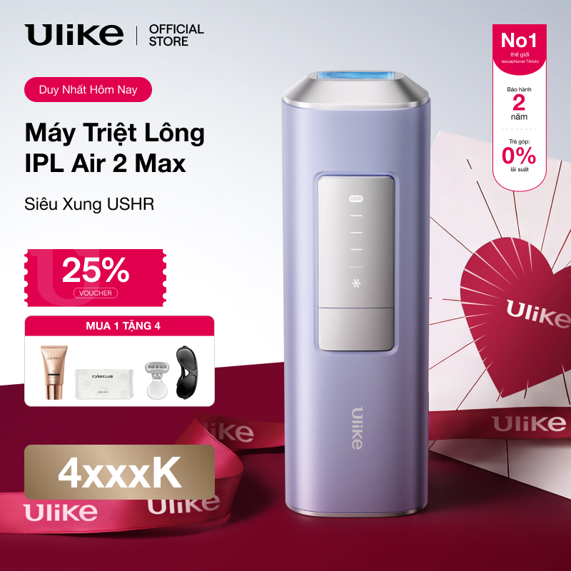 (KOL)Máy Triệt Lông Ulike Air 2 Max Tím Aurora-Công Nghệ IPL triệt lạnh bằng đá Sapphire