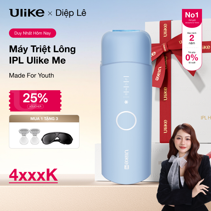 (Diệp Lê)Máy triệt lông Ulike ME công nghệ làm mát Ice Cooling IPL Sapphire Xanh thiên thanh