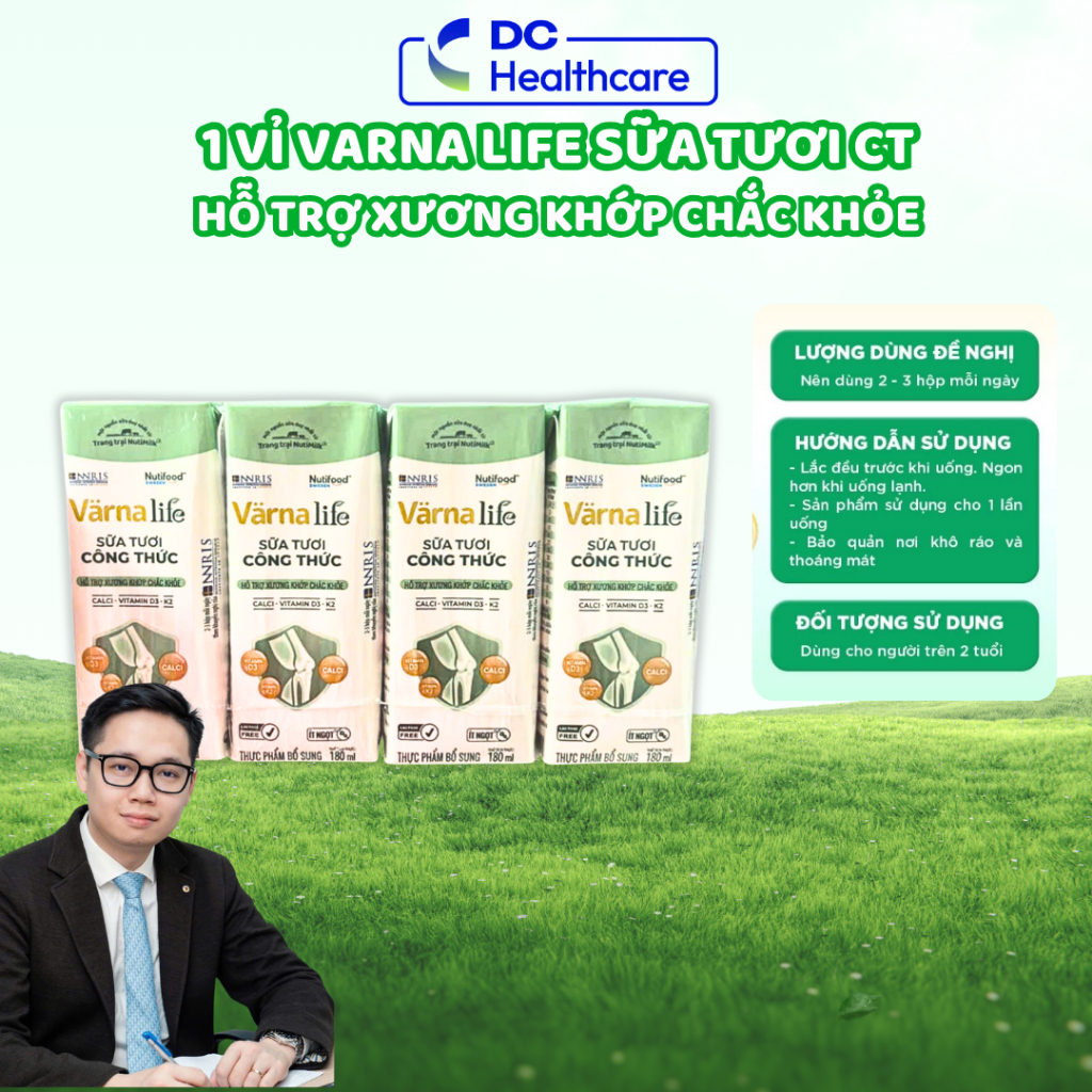 1 Vỉ Varna Life Sữa Tươi Công Thức Hỗ Trợ Xương Khớp Chắc Khỏe (Xanh) (180ml)