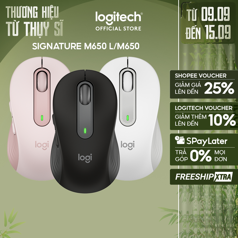 Chuột không dây bluetooth Logitech Signature M650 - SmartWheel, giảm ồn, tùy chỉnh các nút