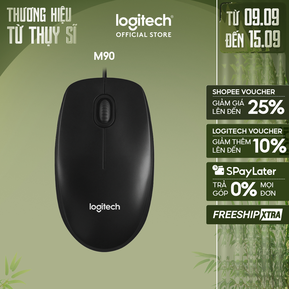 Chuột có dây Logitech M90 - Siêu bền, siêu tiết kiệm, nhỏ gọn, thiết kế ôm tay