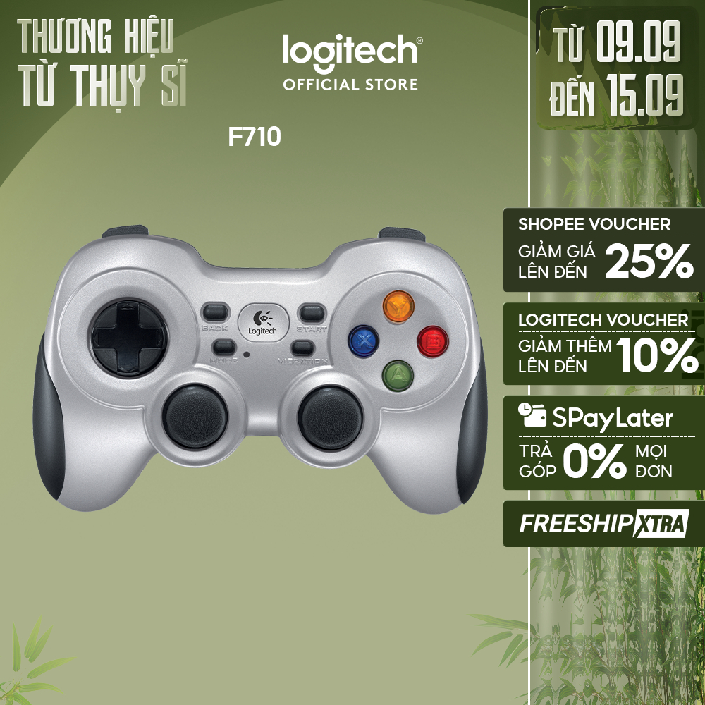 Tay cầm chơi gaming console không dây Logitech F710 - USB 2.4Ghz, 4 phím di chuyển D-Pad