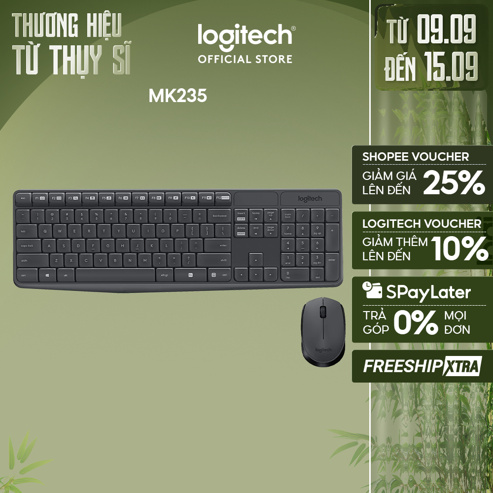 Bộ bàn phím chuột không dây Logitech MK235
