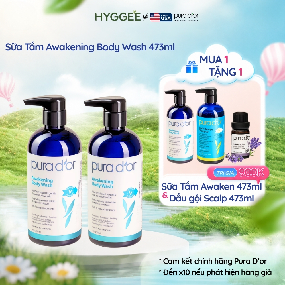Sữa Tắm Awakening Body Wash Pura D'or Dịu Nhẹ Phù Hợp Với Mọi Loại Da 473ml