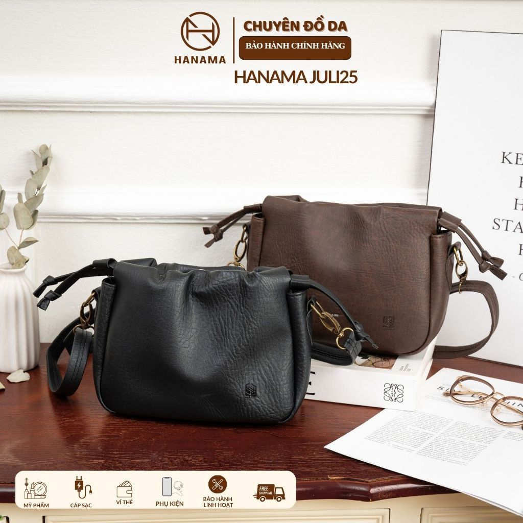 Túi đeo chéo Hanama vintage Juli 25 size 21cm có thể rút miệng túi cá tính…