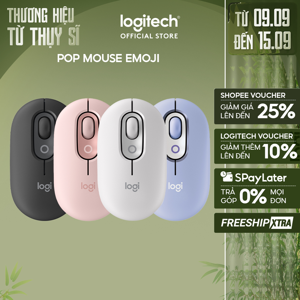 Chuột không dây bluetooth Logitech POP Mouse - Emoji tùy chỉnh, SilentTouch giảm ồn