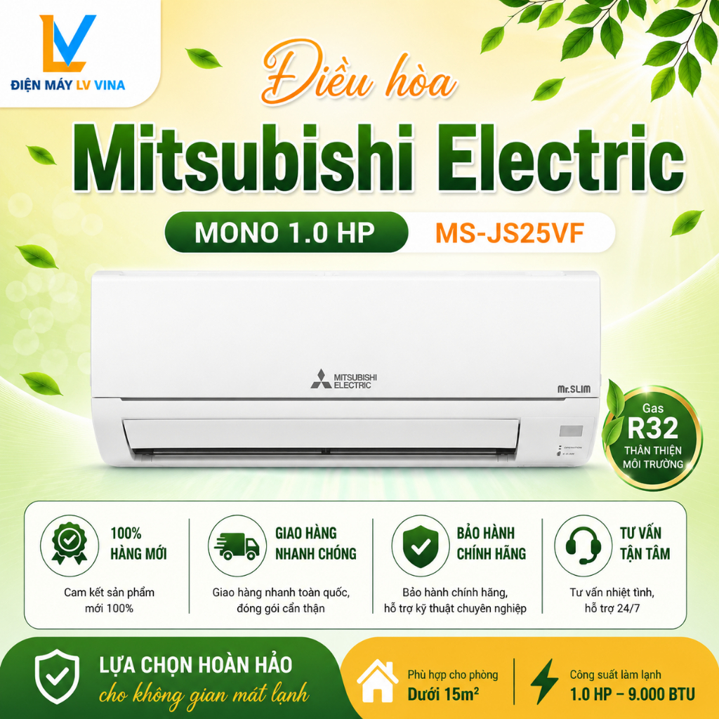 MS-JS25VF | Điều hòa Mitsubishi Electric Mono 1.0 HP MS-JS25VF - Hàng chính hãng
