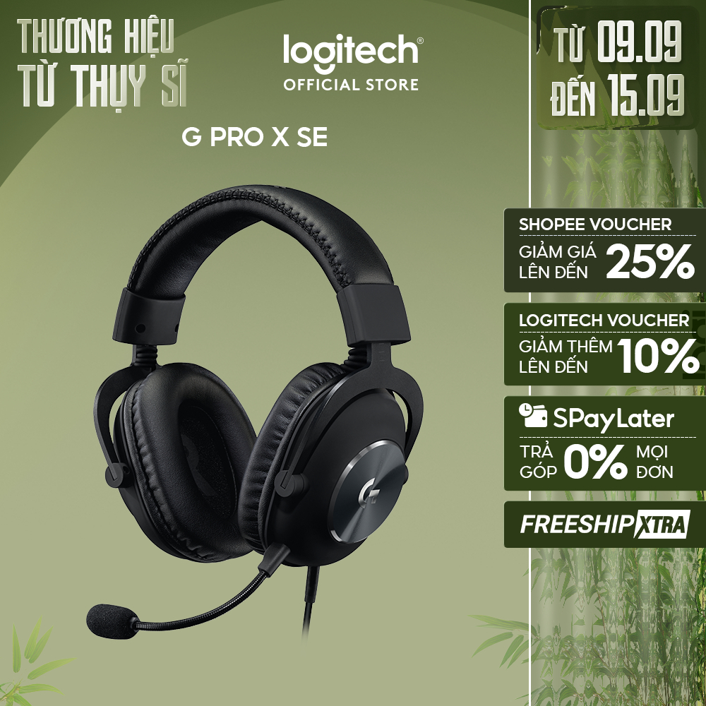 Tai nghe gaming có dây Logitech G Pro X SE, Mic tháo rời, âm vòm 7.1,đệm Memory Foam, màn loa 50 mm