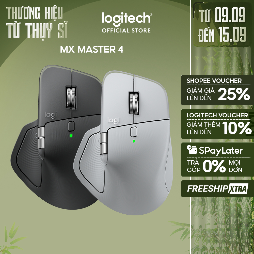 Chuột không dây công thái học Logitech MX Master 4 - Rung phản hồi, Cuộn siêu nhanh, Sạc USB-C