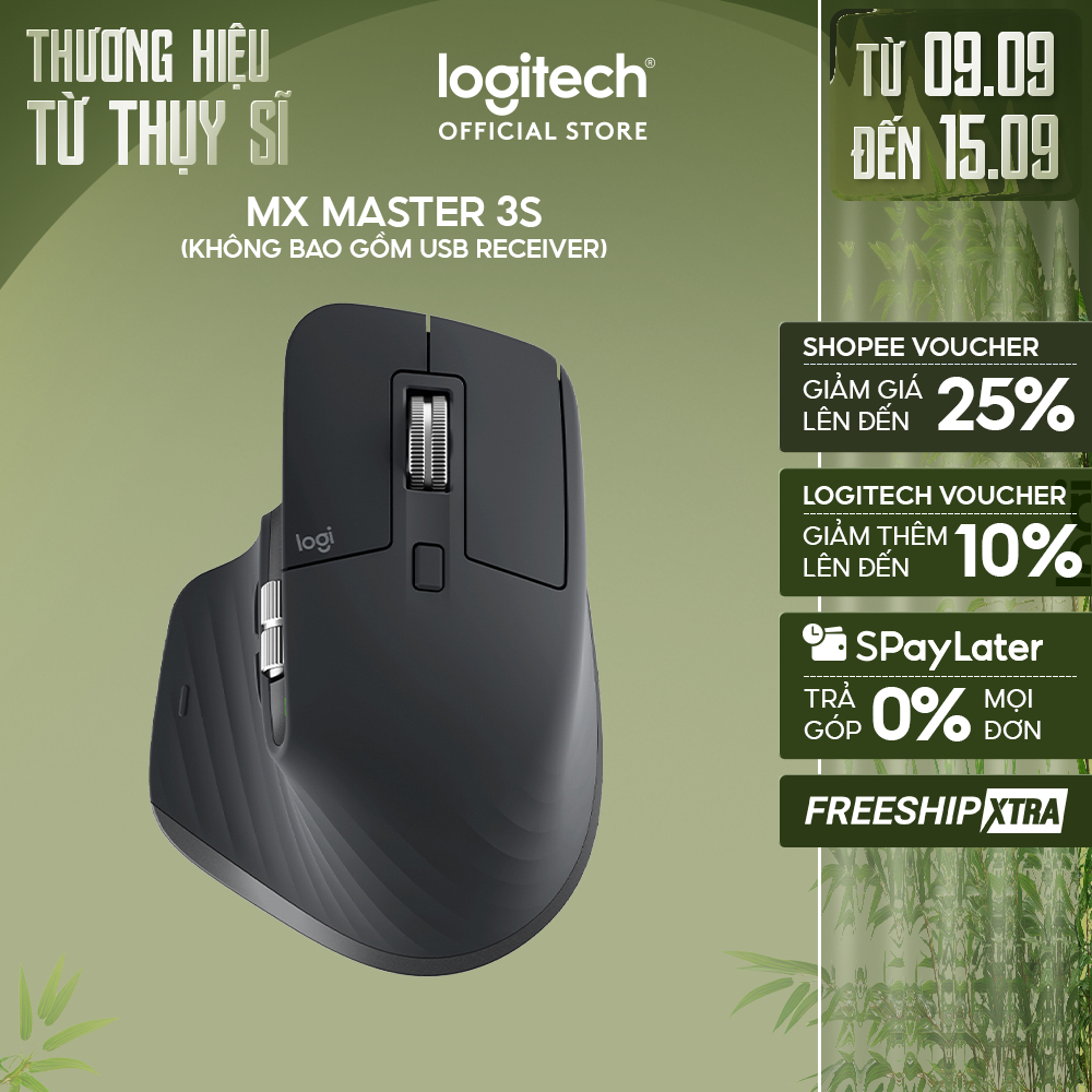 Chuột không dây Bluetooth Logitech MX Master 3s (No Receiver) – Yên tĩnh, 8K DPI, Cuộn siêu nhanh