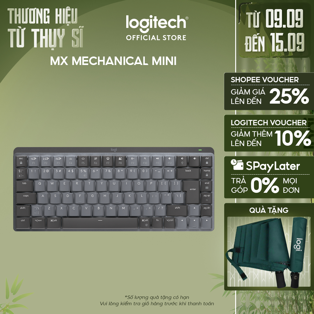 Bàn phím cơ không dây Logitech MX Mechanical Mini  – Tactile, chiếu sáng nền, sạc USB-C