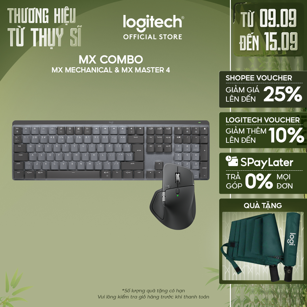Combo Bàn phím Logitech Mechanical và Chuột MX Master 4 - Sạc USB-C, chiếu sáng nền