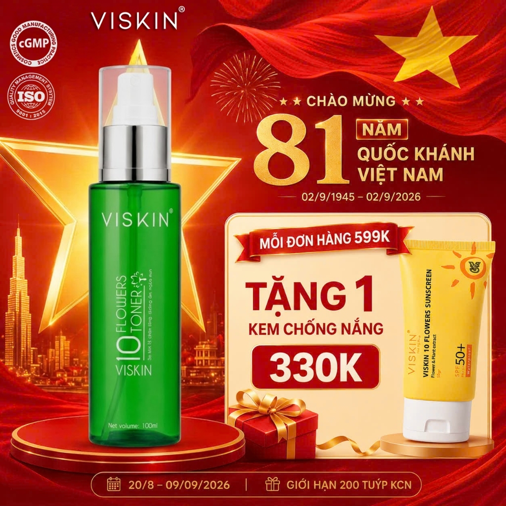 Toner 10 Loài Hoa VISKIN Cân Bằng & Dưỡng Da pH 5.5 - 100ml [CHÍNH HÃNG]