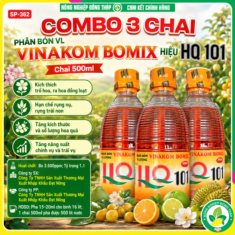 [COMBO 3 chai] Phân Bón VL VINAKOM BOMIX Hiệu HQ 101 (Chai 500ml)