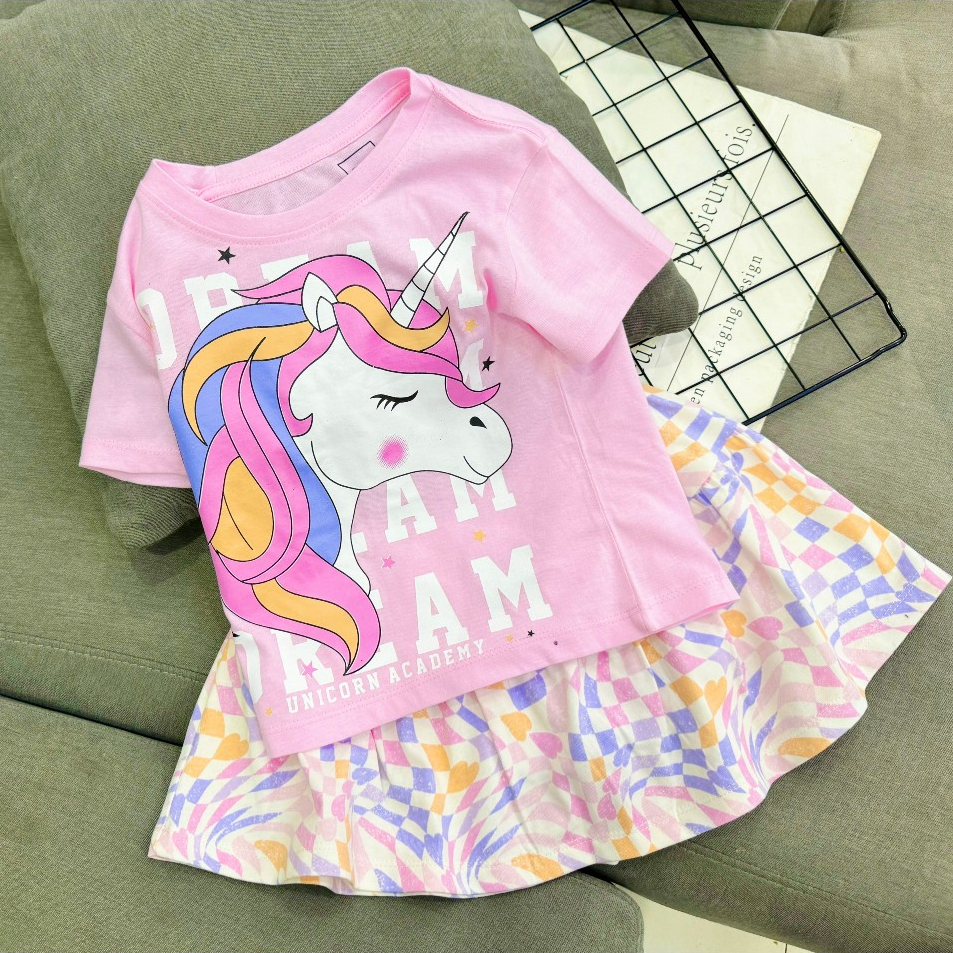 [G98] 12-42kg Sét bộ áo váy bé gái chất vải cotton mềm mịn mát có quần trong tiện lợi
