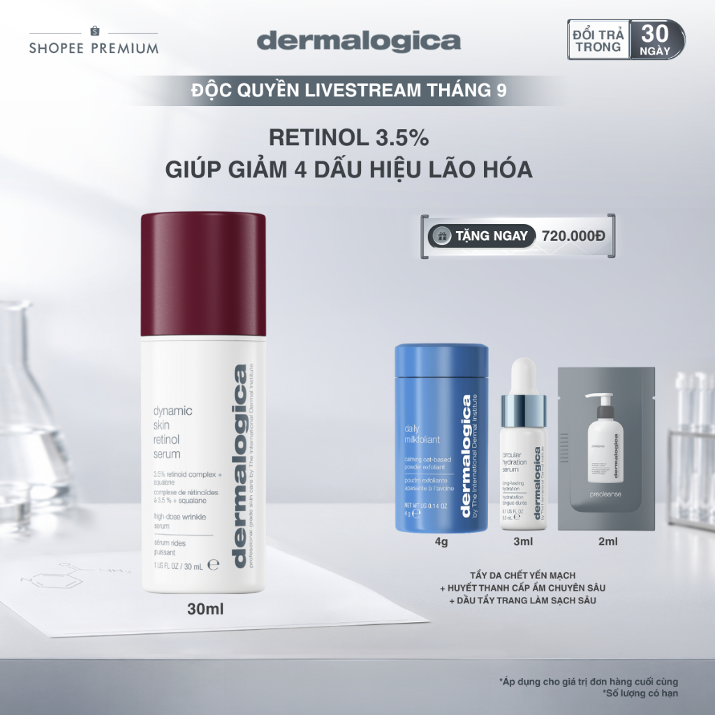 Hannah x Dermalogica - Huyết thanh cải thiện lão hoá Retinol 3,5% Dermalogica Dynamic Skin Retinol S