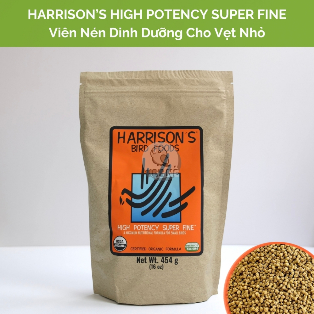 [Nguyên Seal] Harrison’s High Potency SUPER FINE - Viên Nén Hữu Cơ Cho Vẹt Yến Phụng, Lovebird, Parr