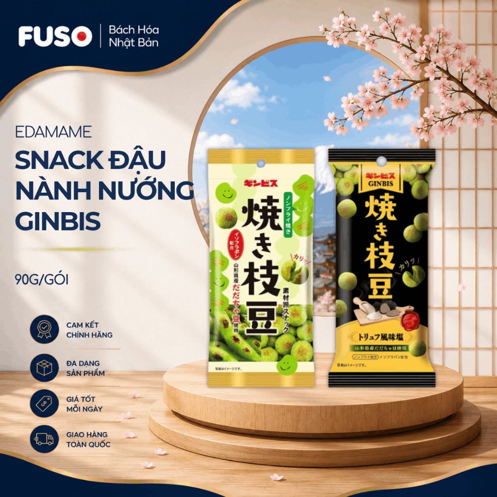 Snack Đậu Nành Nướng Ginbis Yaki Edamame (Gói 90g) – Đậu Nành Dadacha Yamagata - Fuso Bách Hóa Nhật 