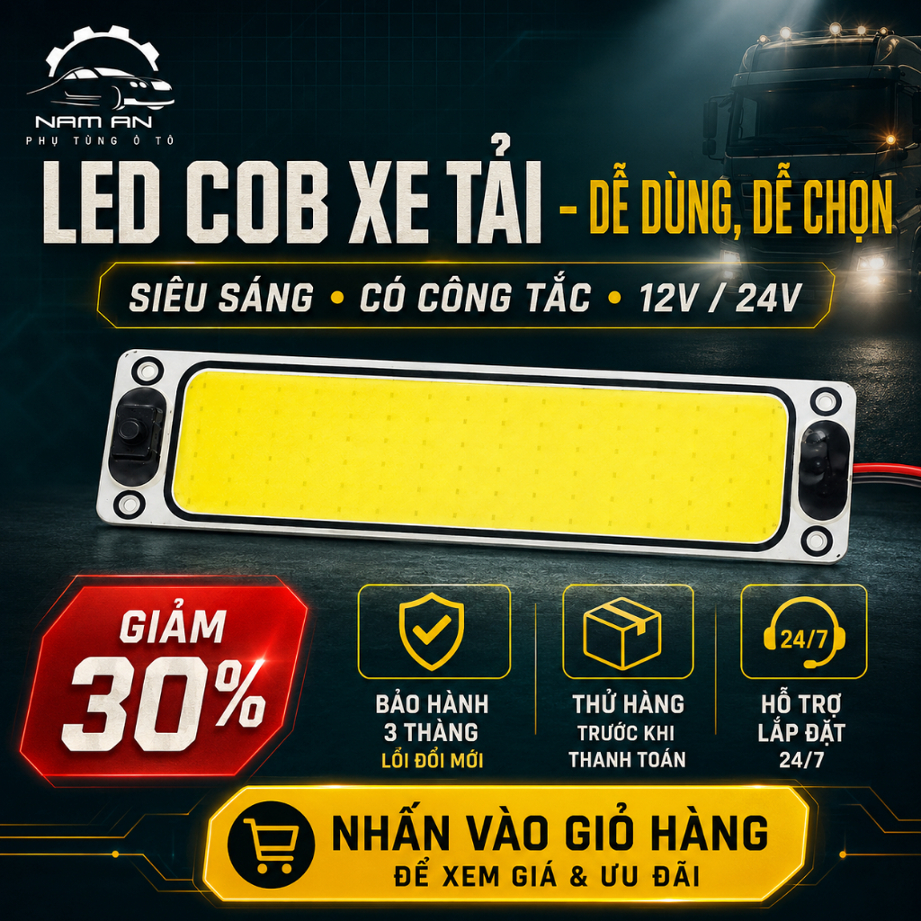 Đèn led COB trần, Đèn led COB trần Ô TÔ, Đèn led COB trần 12V, 24V