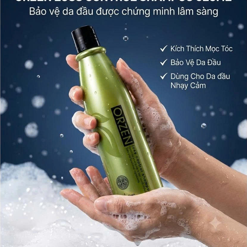 [Hàng Chính Hãng] Dầu Gội Tăng Trưởng Mọc Tóc, Làm Dày Tóc Orzen 320ml - Dầu gội orzen hỗ trợ giảm r