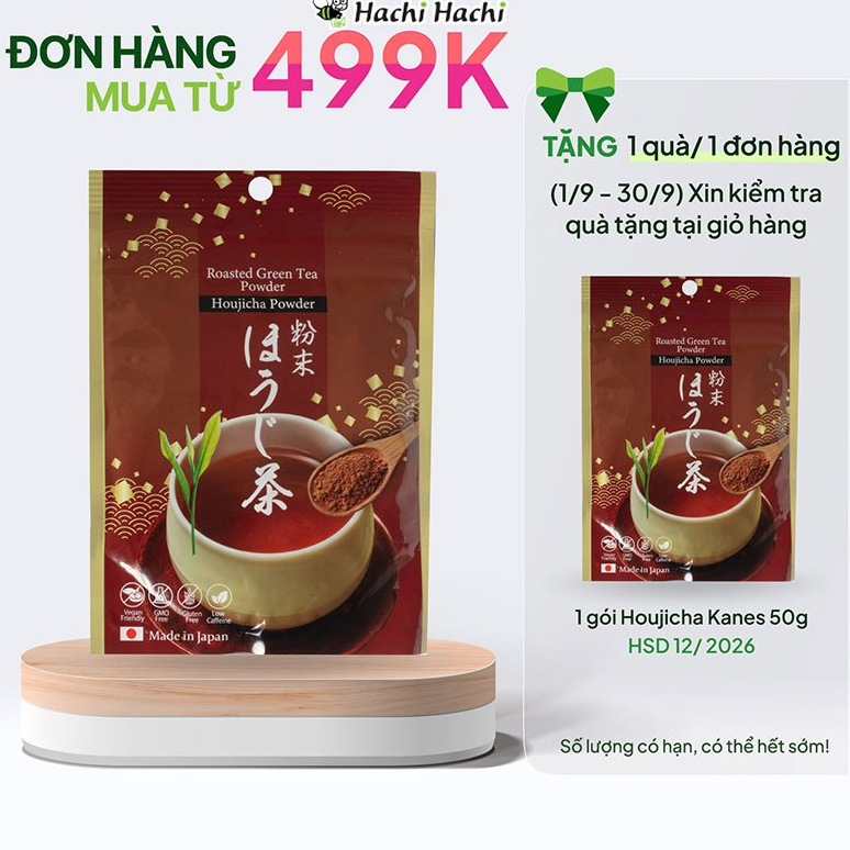 [DATE T12/2026] Bột trà rang Houjicha Nhật Bản Kanes 50g - Hachi Hachi Japan Shop