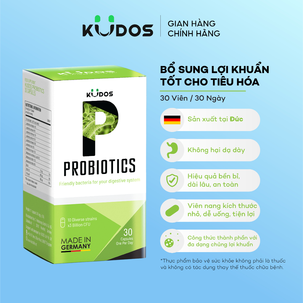 TPBVSK Viên uống men vi sinh KUDOS PROBIOTICS bổ sung lợi khuẩn đường ruột…