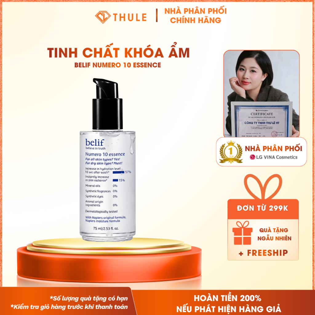 Tinh Chất Khóa Ẩm 10 Giây Cấp Ẩm Tức Thì Da Mịn Căng Belif Numero 10 Essence 75ml