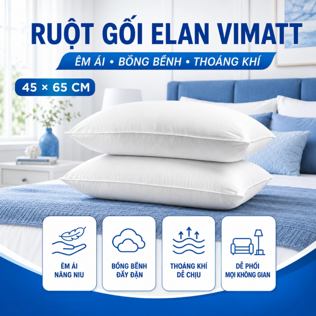 Ruột gối đầu ELAN VIMATT 45X65