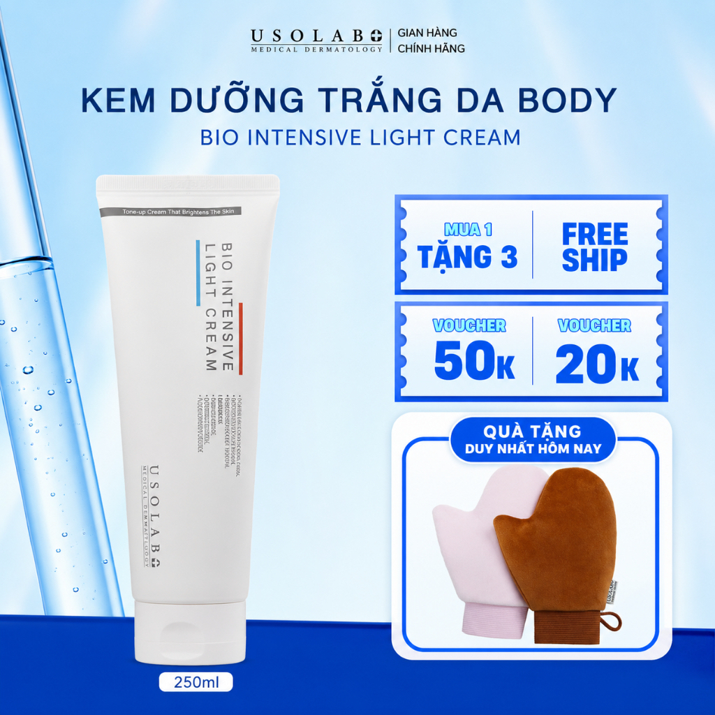 Kem body trắng da USOLAB Bio Intensive Light Cream 250ml - Giúp dưỡng trắng da body, nâng tone và làm sáng da body