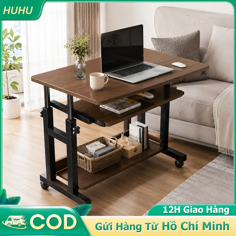 HUHU Bàn Laptop Di Động Bàn Kê Giường Có Khay Bàn Phím Điều Chỉnh Chiều Cao Bàn Làm Việc Có Bánh Xe