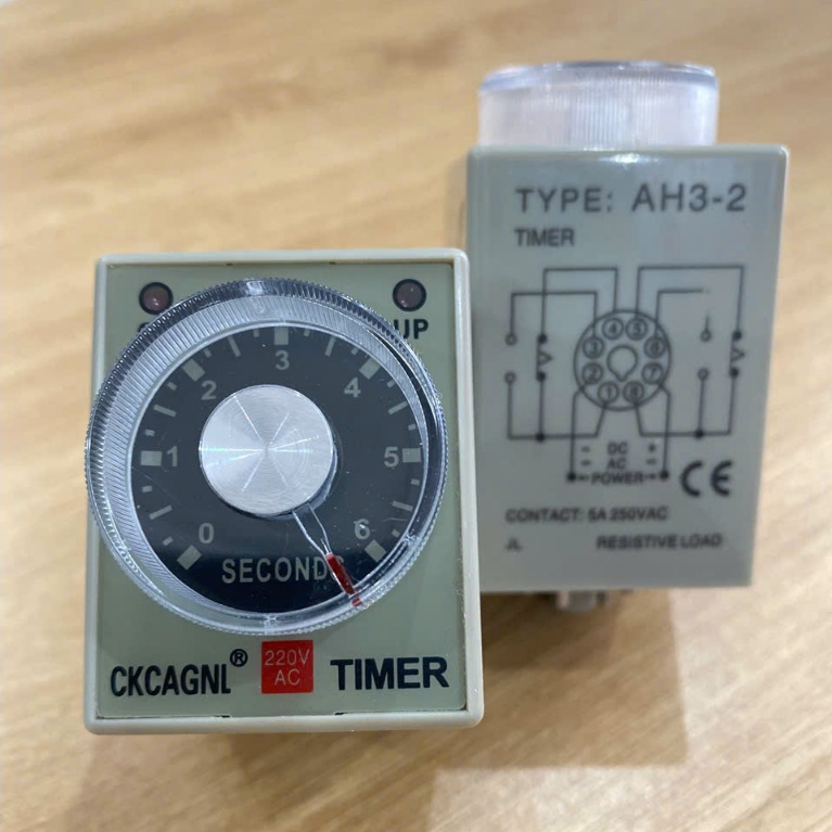 AH3-2 6s 60s 60m Rơle thời gian, Timer cơ xoay 220V ,Bộ Hẹn Giờ Công Nghiệp tắt/mở cho tủ điện