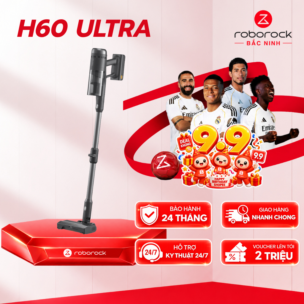 [CHÍNH HÃNG] Roborock H60/ H60 Ultra | Máy hút bụi cầm tay không dây | Lực hút 115AW
